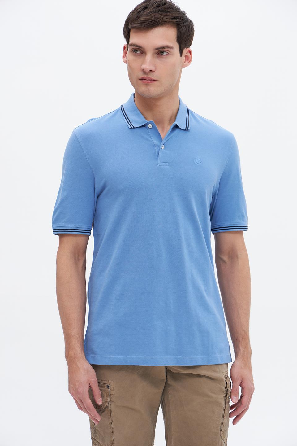 Поло Bugatti голубое с полоской