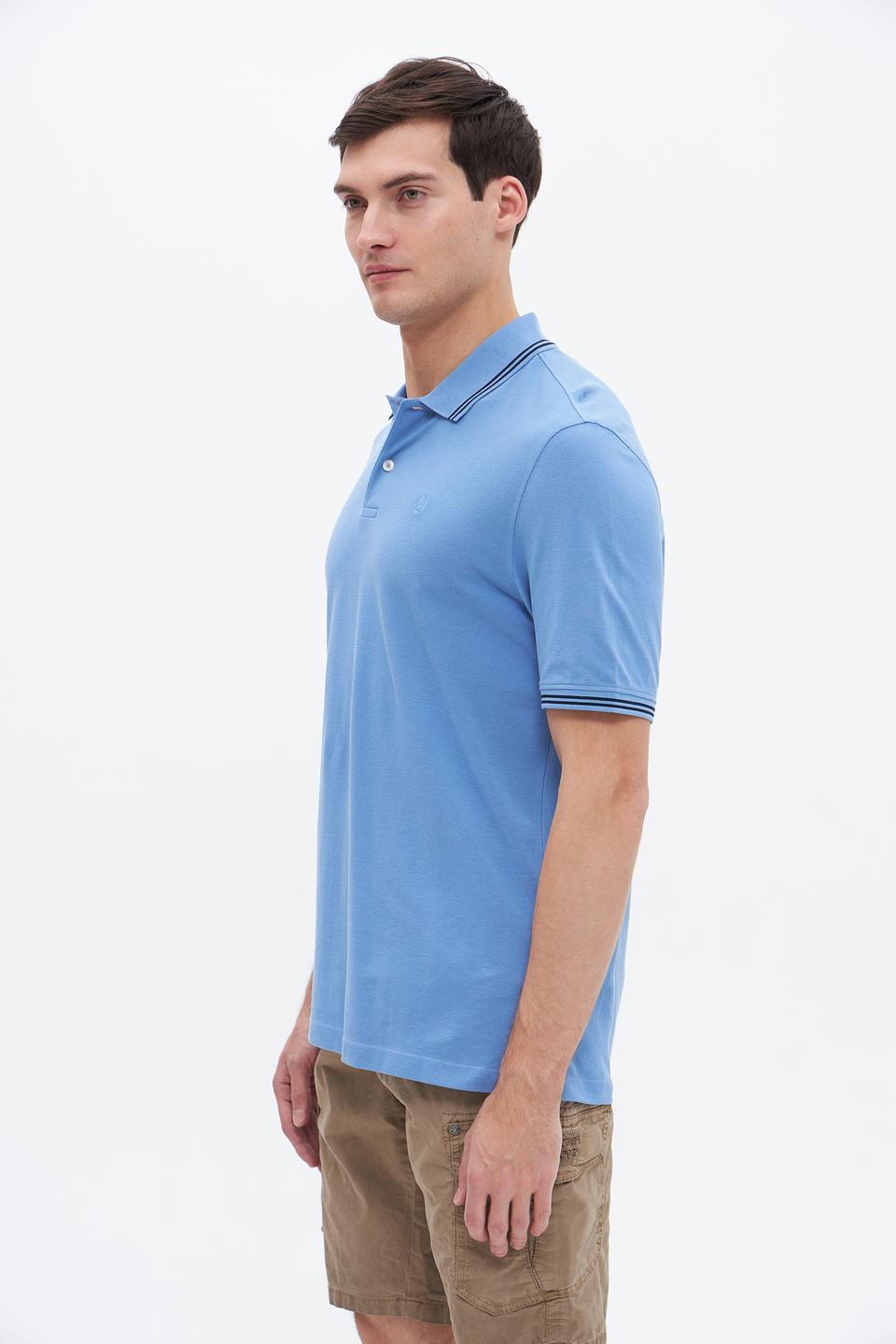 Поло Bugatti голубое с полоской