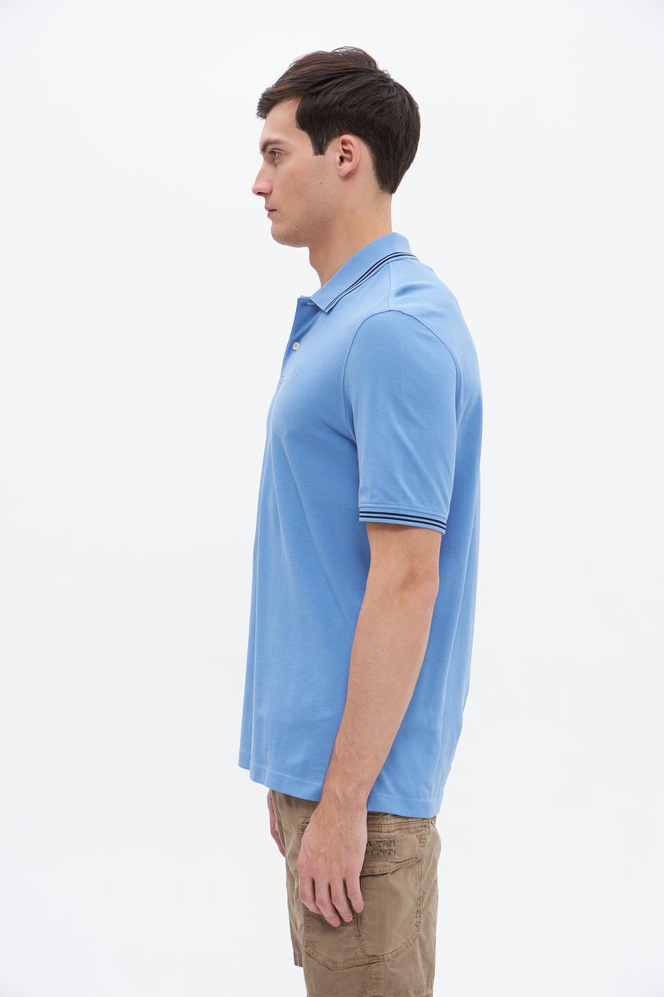 Поло Bugatti голубое с полоской