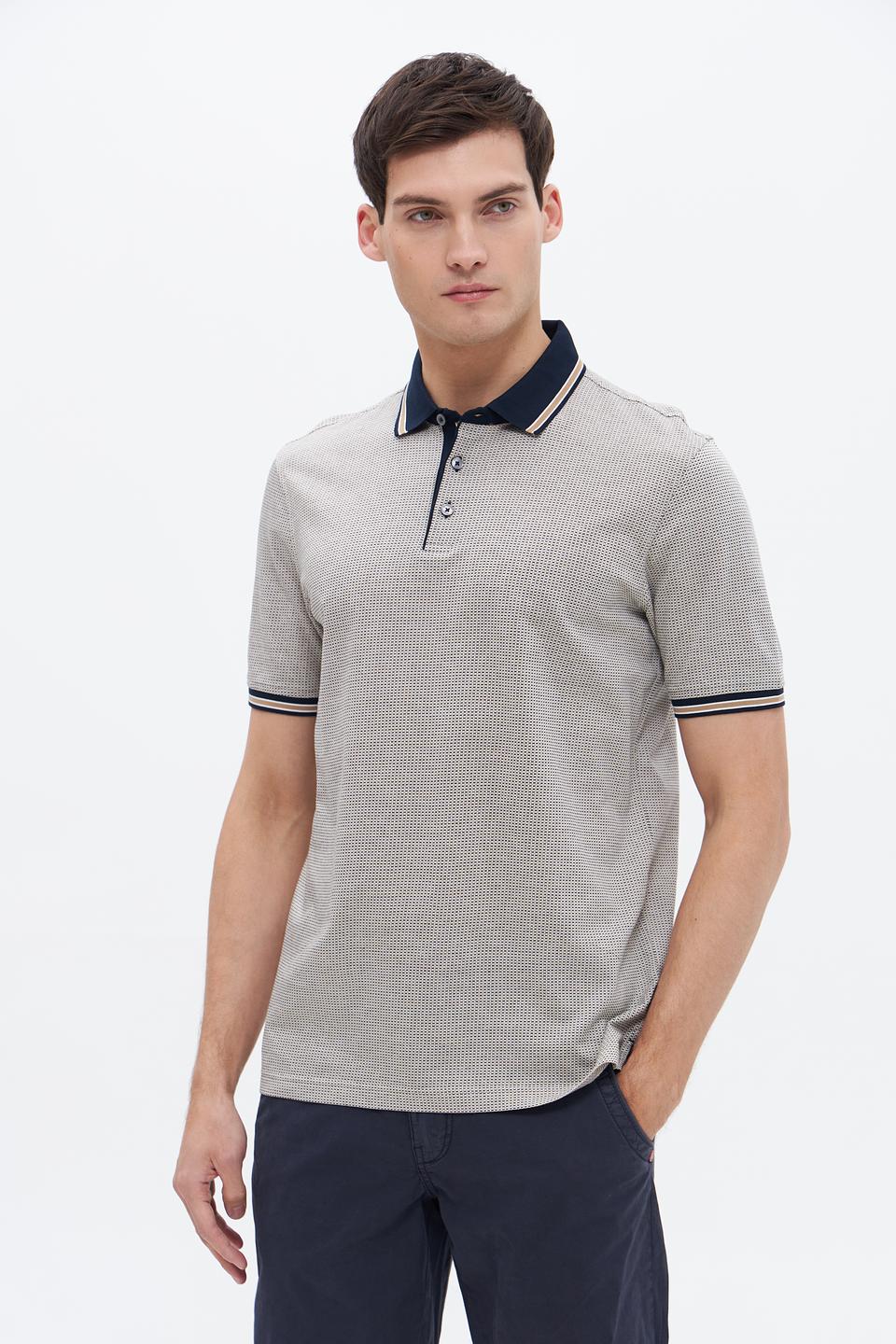 Поло Bugatti с узором светло-серый