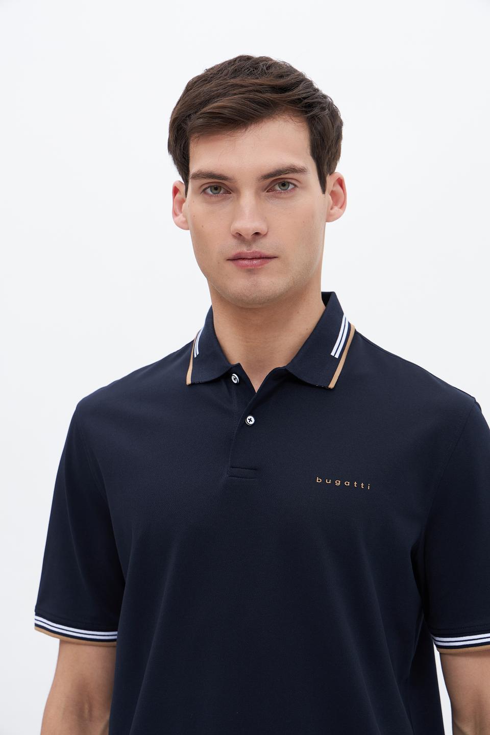 Поло Bugatti темно-синее с полоской