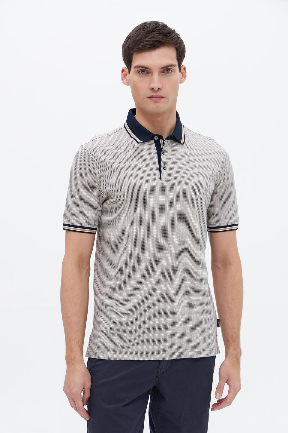 Поло Bugatti с узором светло-серый