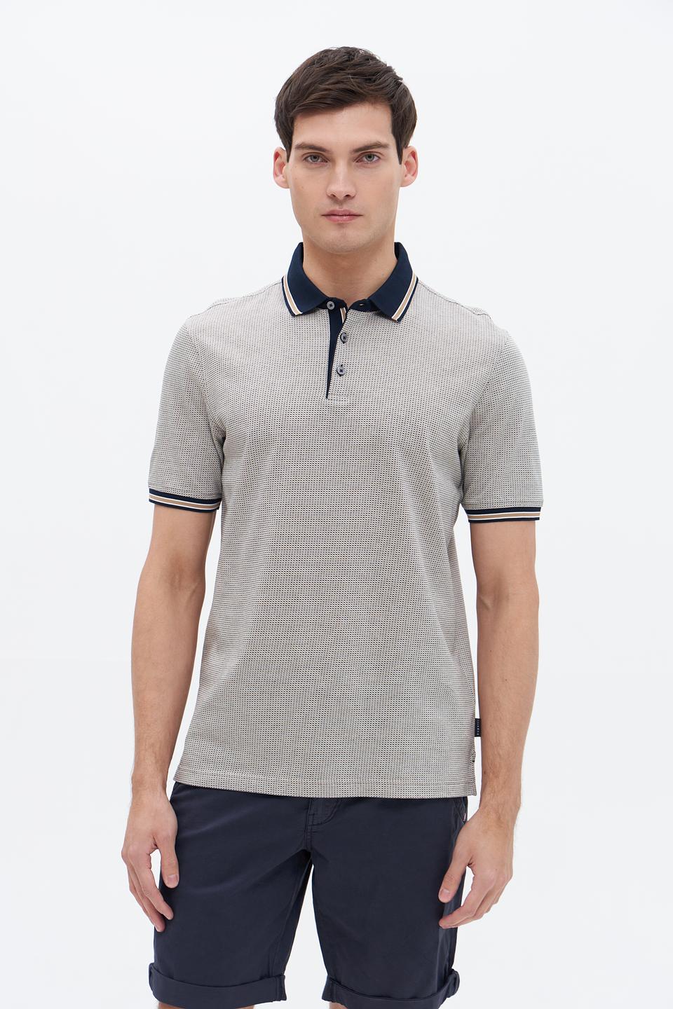 Поло Bugatti с узором светло-серый