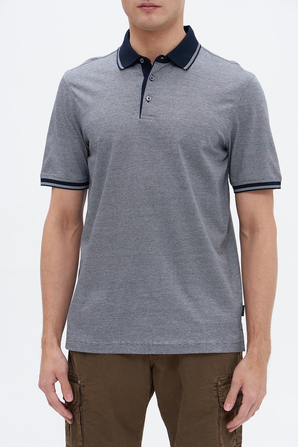 Поло Bugatti серое с синим