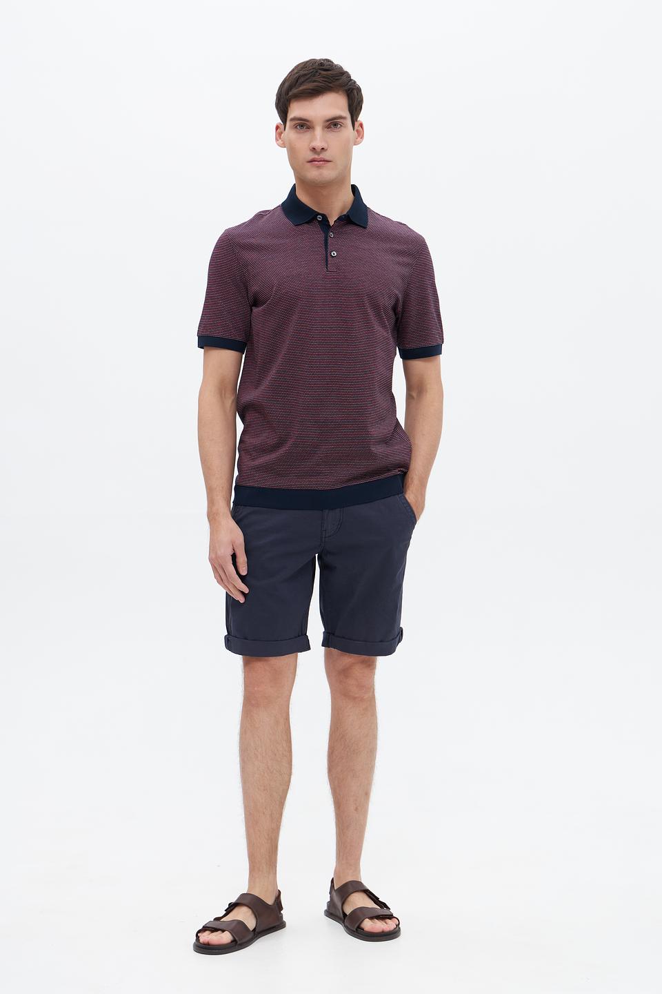 Поло Bugatti в полоску бордовый