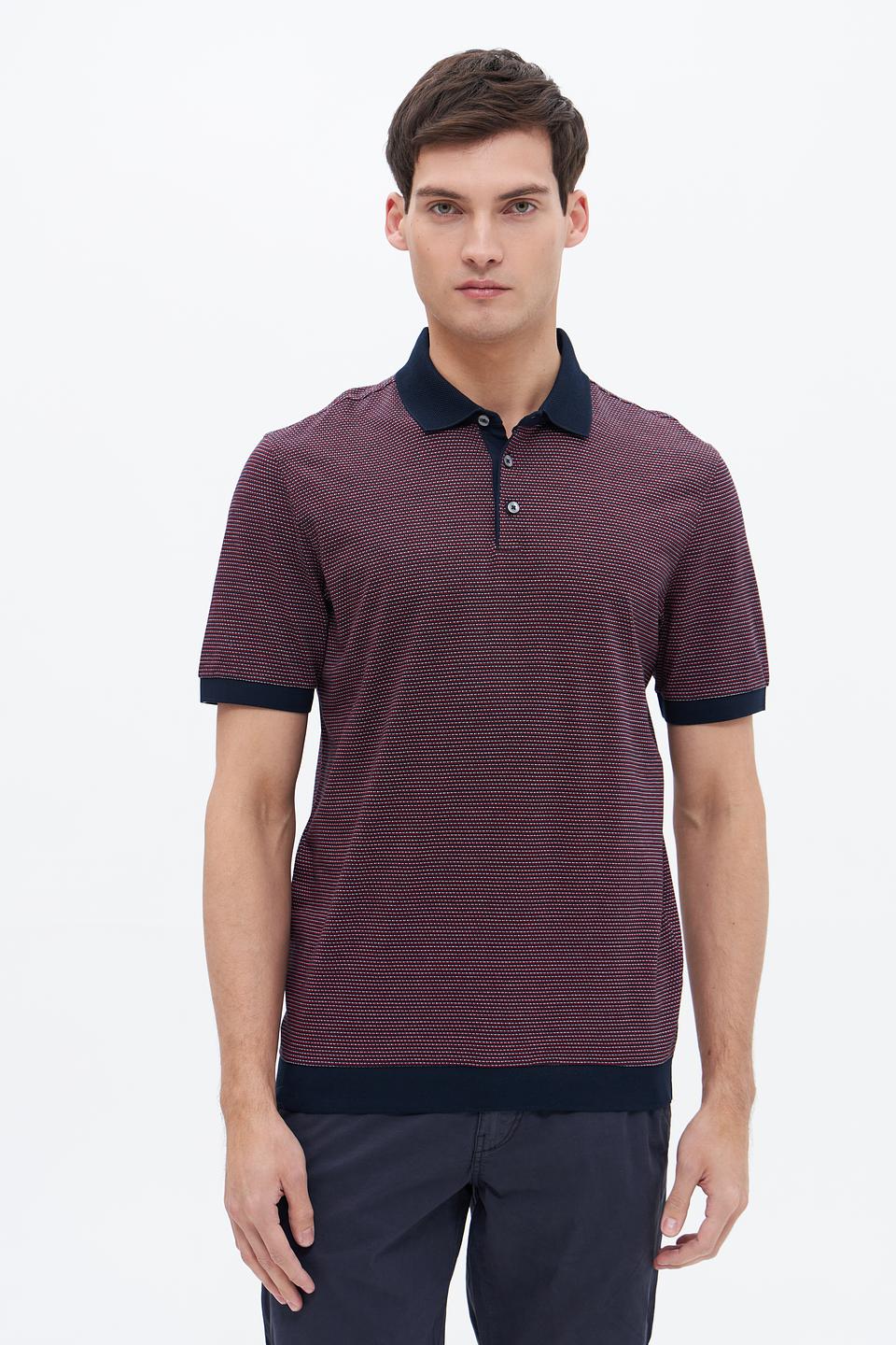 Поло Bugatti в полоску бордовый