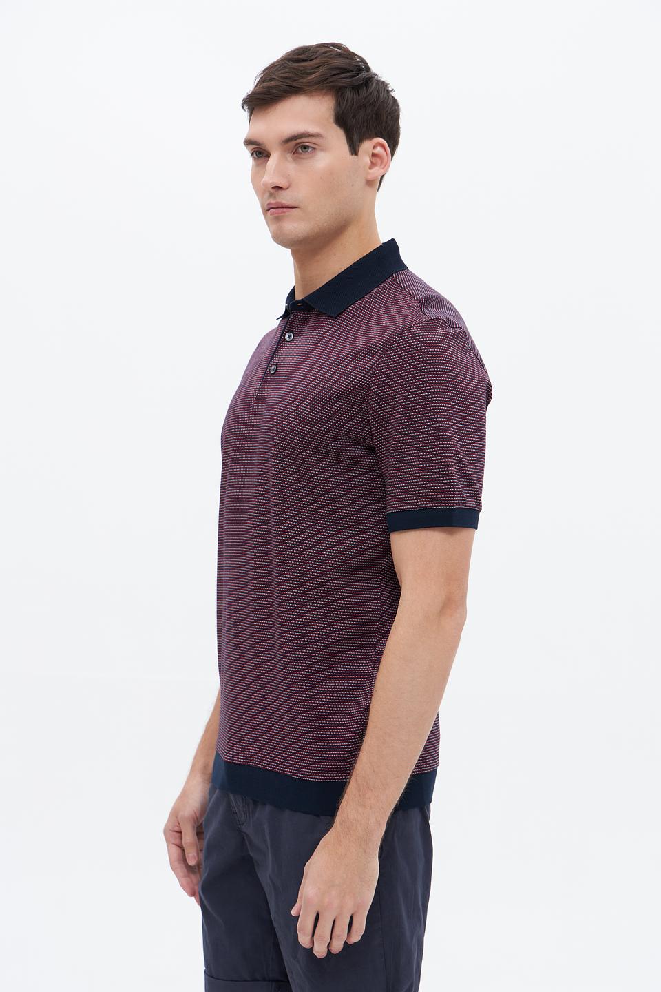 Поло Bugatti в полоску бордовый