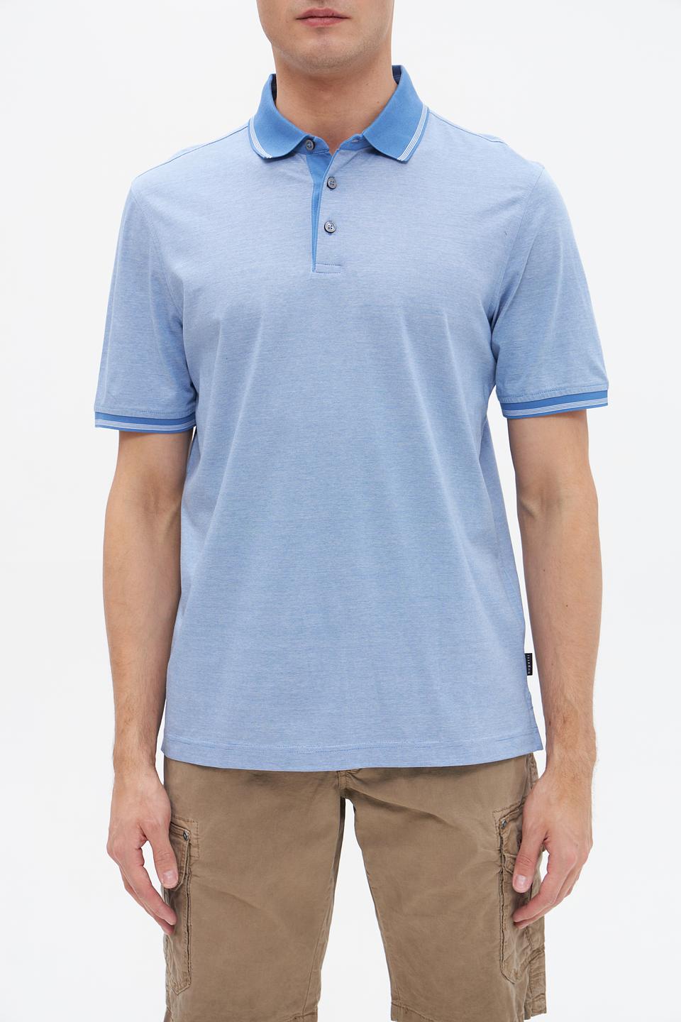 Поло Bugatti голубое с полоской