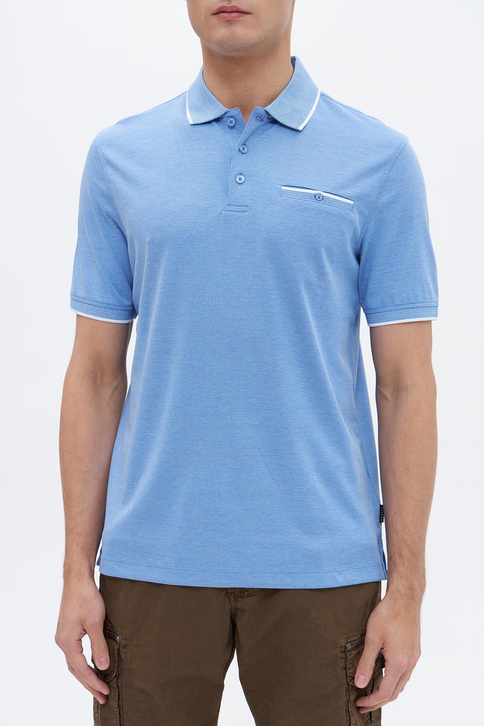 Поло Bugatti голубое с отделкой
