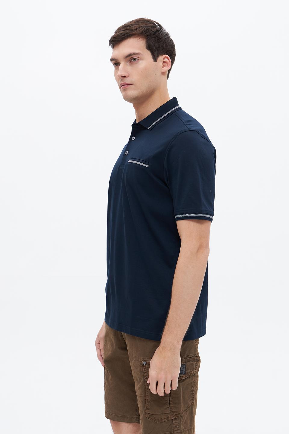 Поло Bugatti темно-синее с полоской
