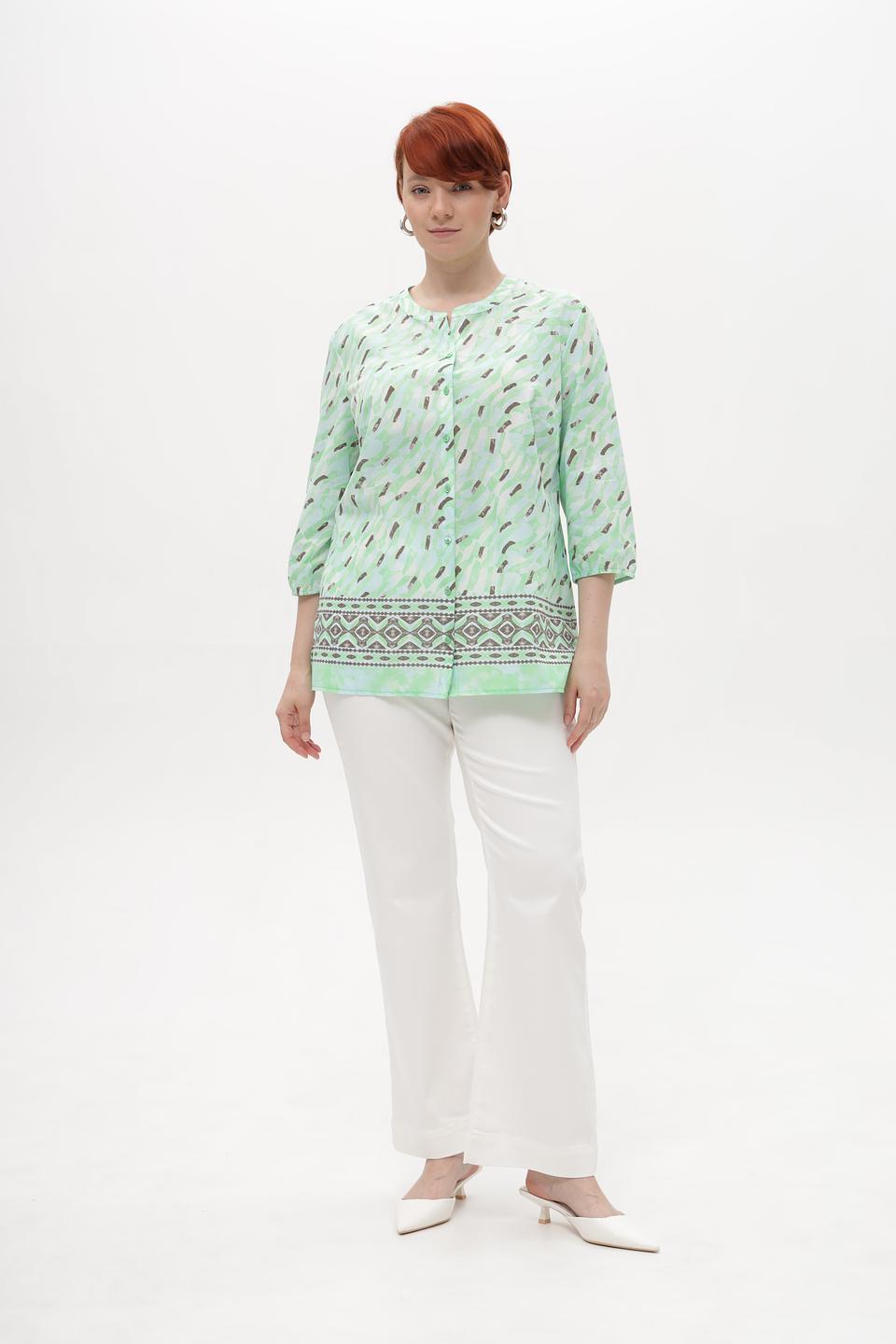 Блузка Lebek с принтом мятного цвета