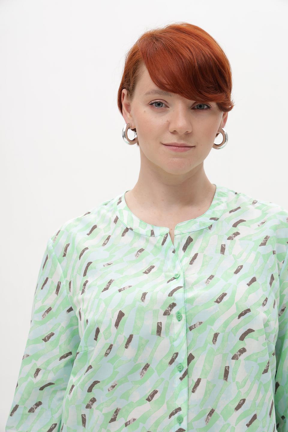 Блузка Lebek с принтом мятного цвета