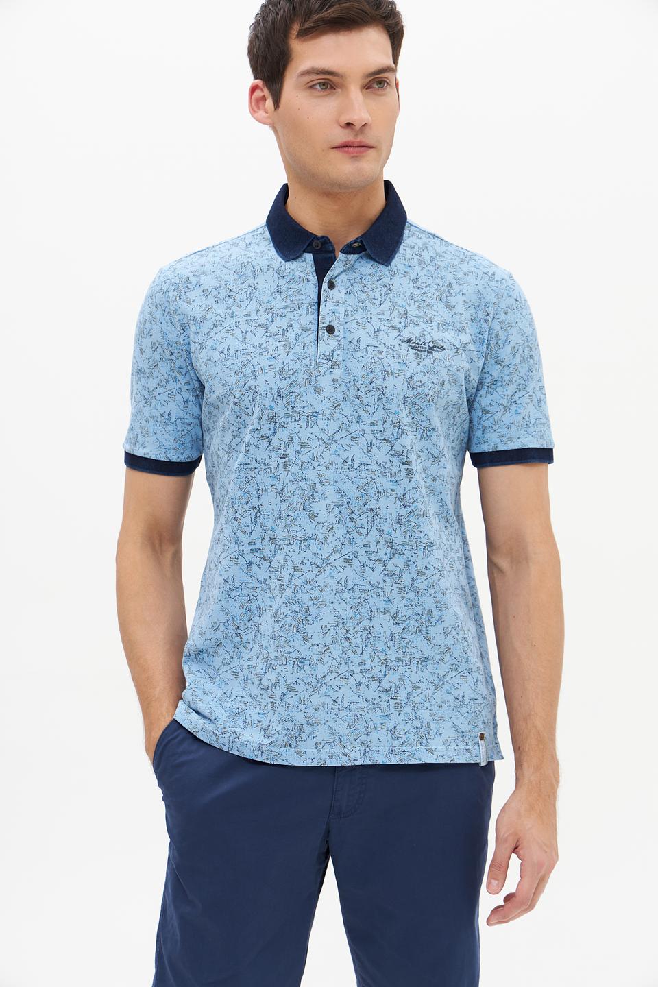 Поло Monte Carlo с принтом голубой