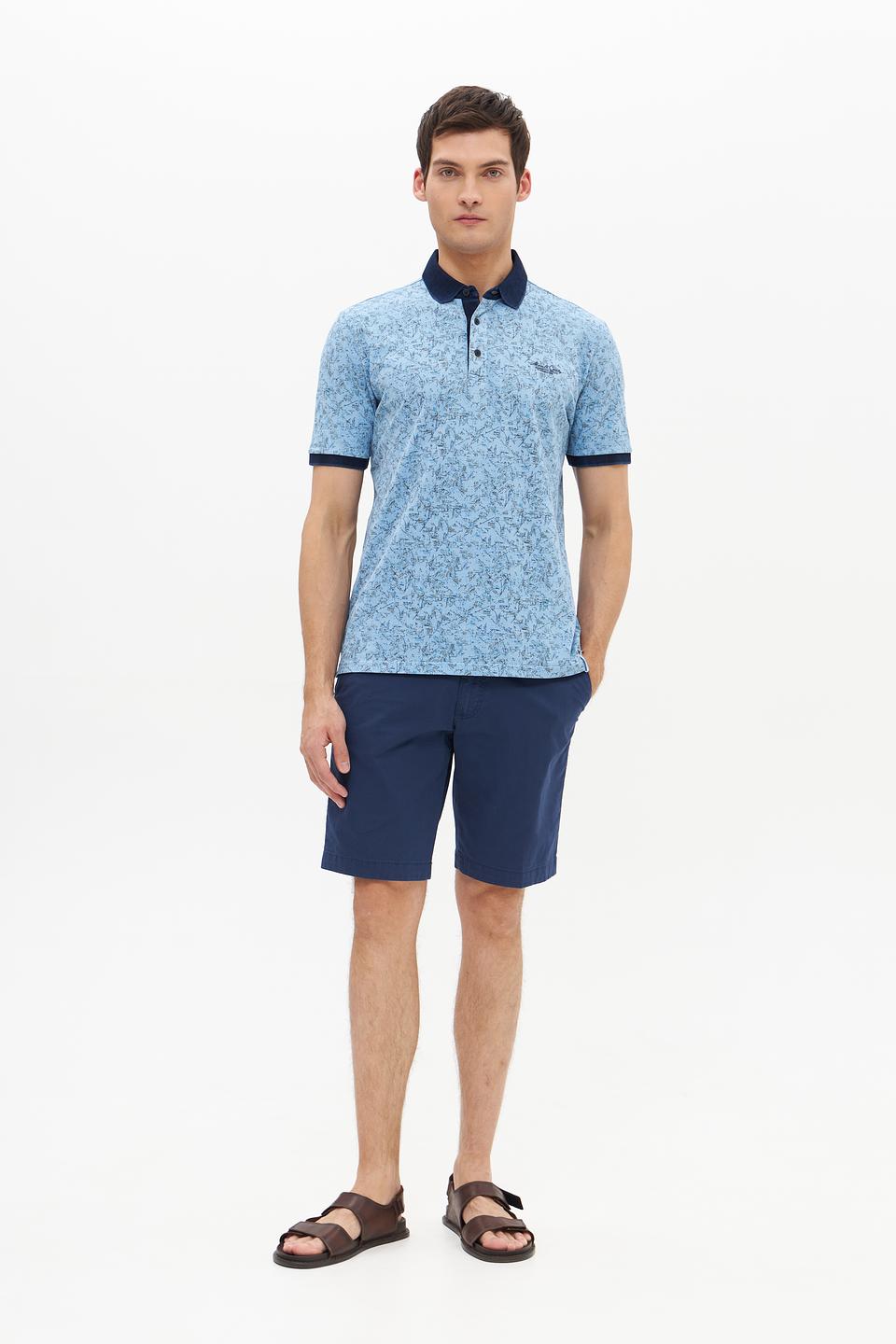 Поло Monte Carlo с принтом голубой