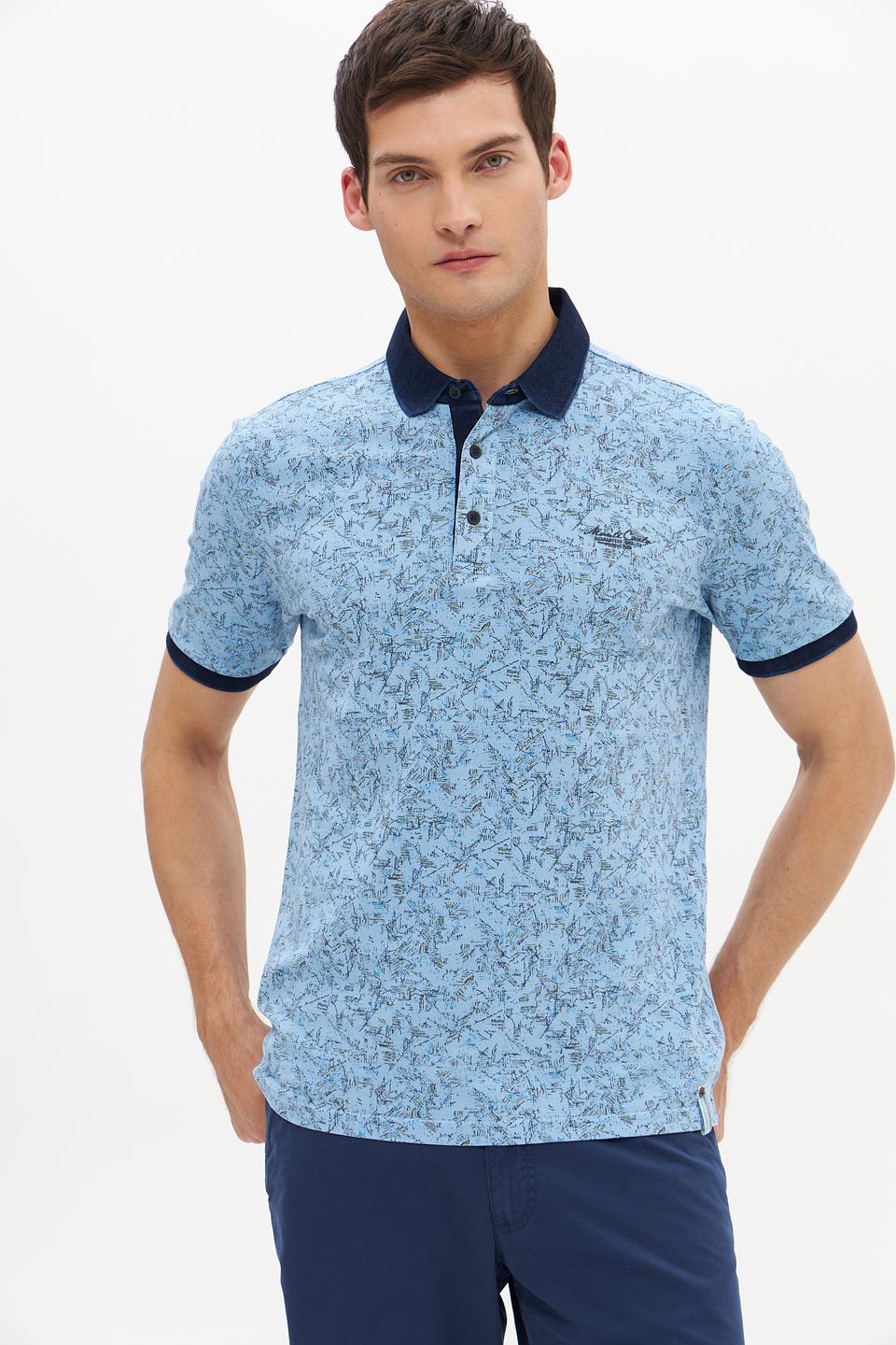 Поло Monte Carlo с принтом голубой