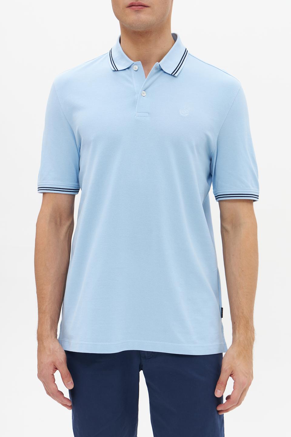 Поло Bugatti голубое с полоской