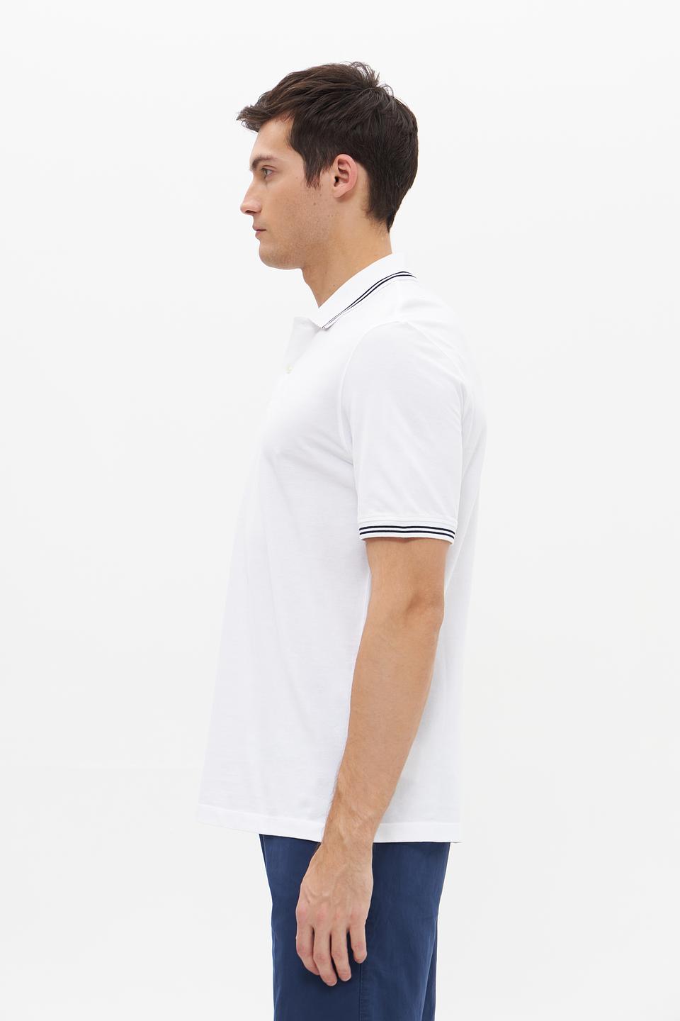 Поло Bugatti белый с полоской