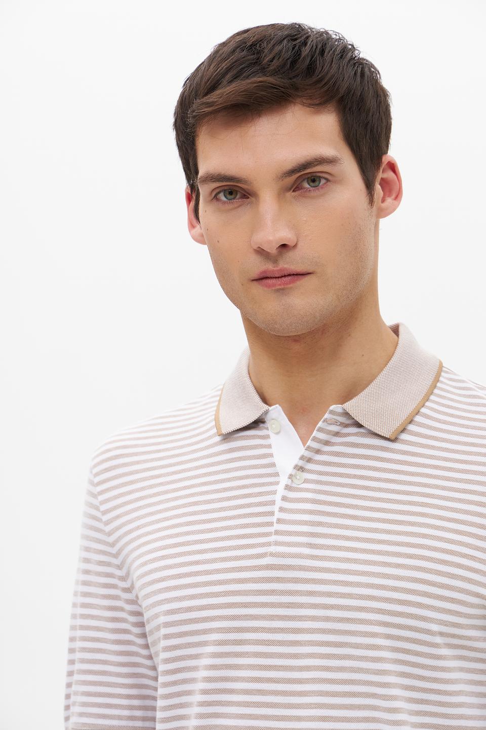 Поло Bugatti в полоску бежевый