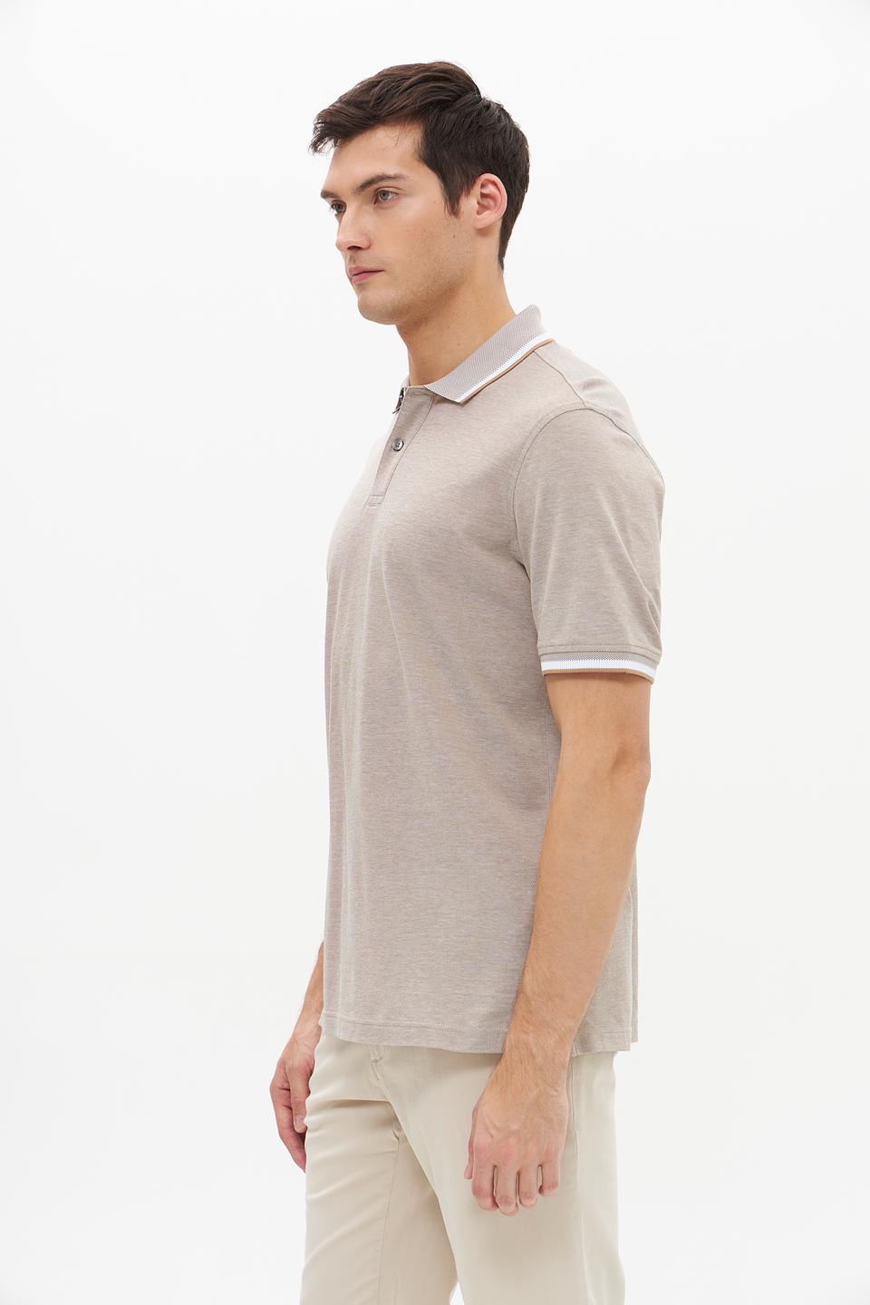 Поло Bugatti мужское бежевое с отделкой