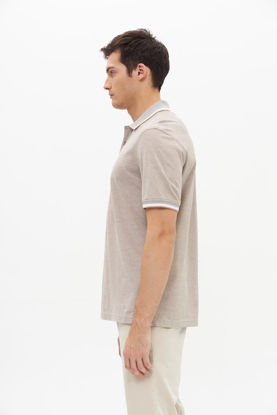 Поло Bugatti мужское бежевое с отделкой