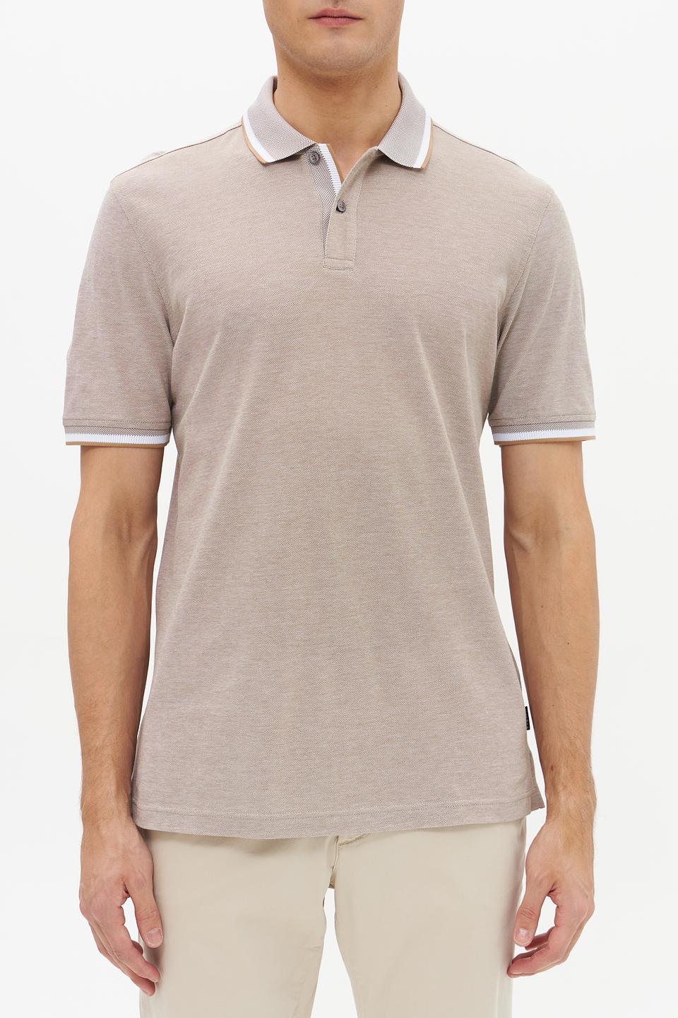 Поло Bugatti мужское бежевое с отделкой