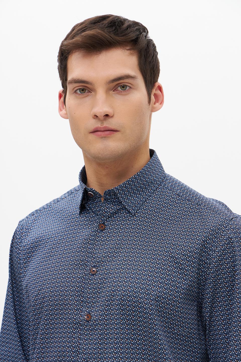 Рубашка Bugatti с принтом синий