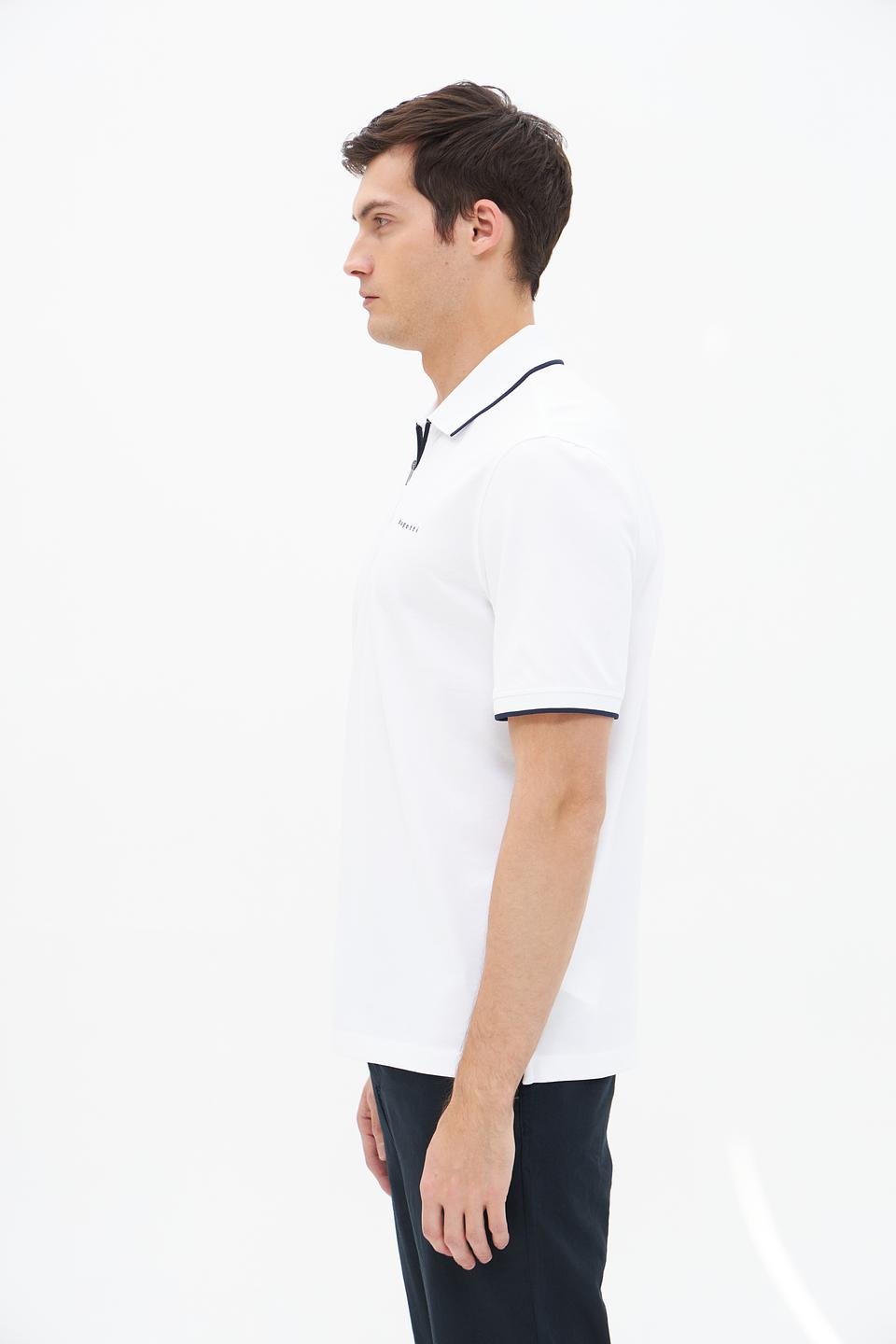 Поло Bugatti с молнией белый