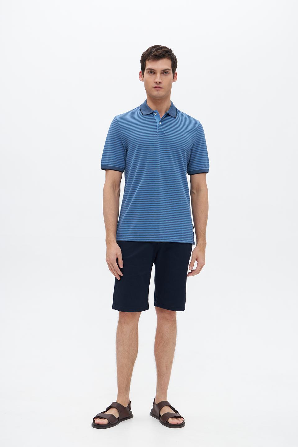 Поло Bugatti в полоску синий