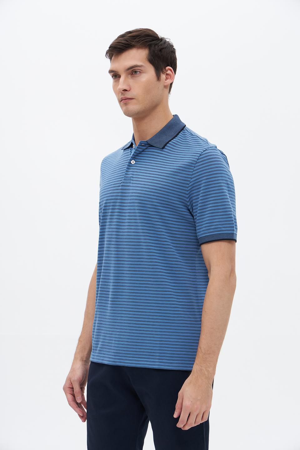 Поло Bugatti в полоску синий