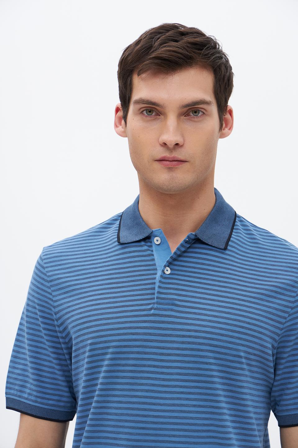 Поло Bugatti в полоску синий