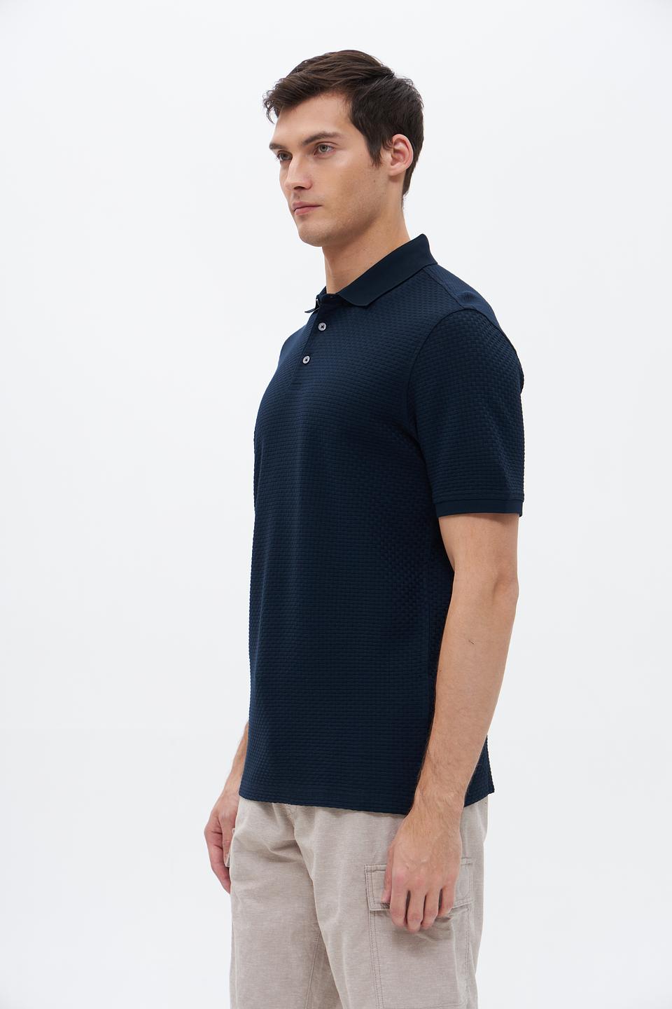 Поло Bugatti темно-синее с текстурой