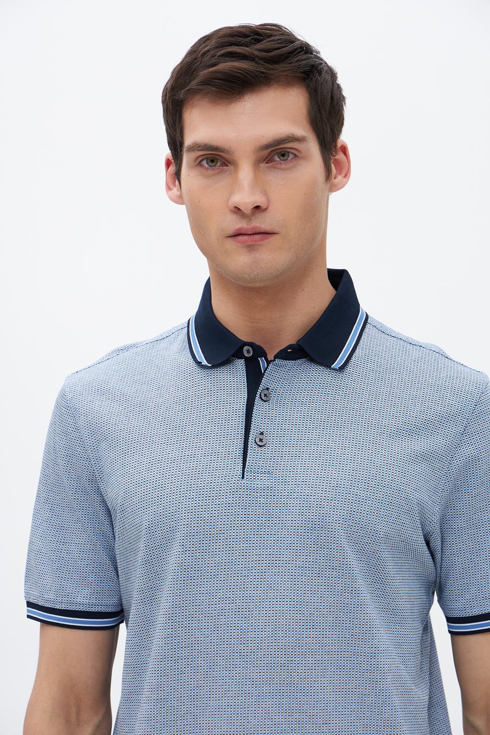 Поло Bugatti в клетку голубой