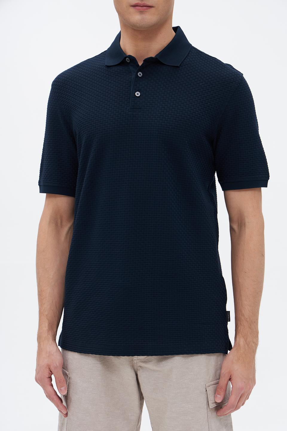 Поло Bugatti темно-синее с текстурой
