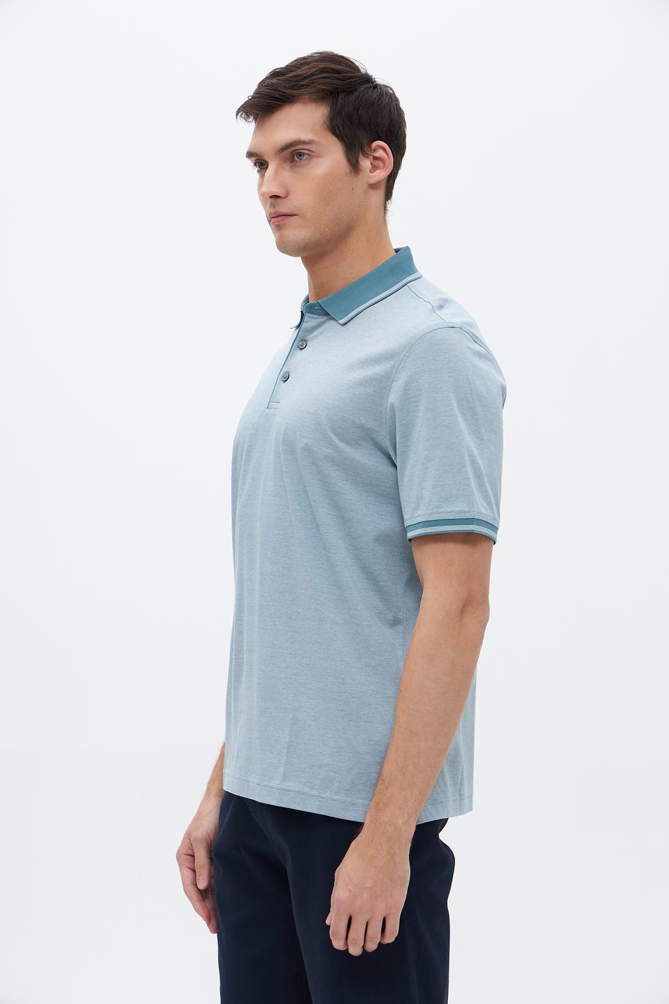 Поло Bugatti голубое с отделкой