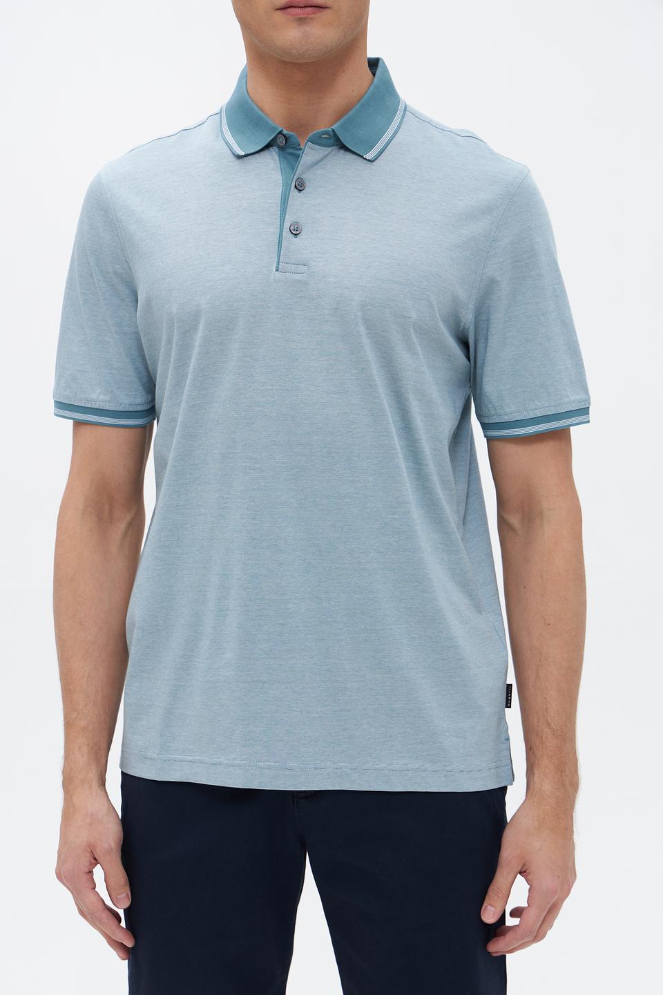 Поло Bugatti голубое с отделкой