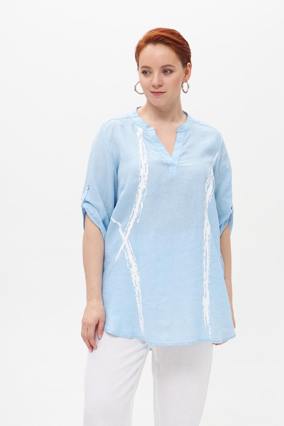 Блузка Doris Streich с принтом голубая