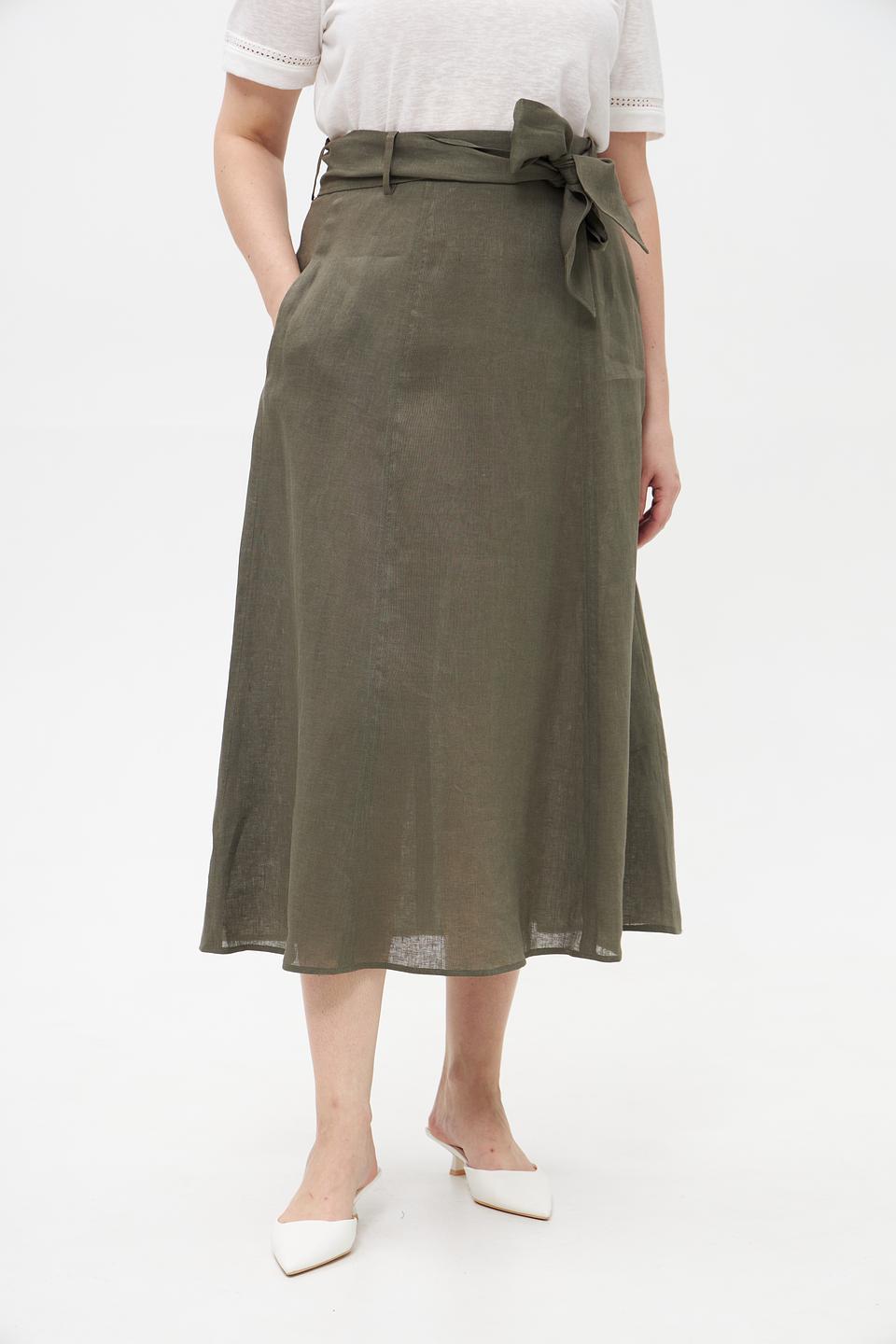 Юбка льняная Cinque оливковая