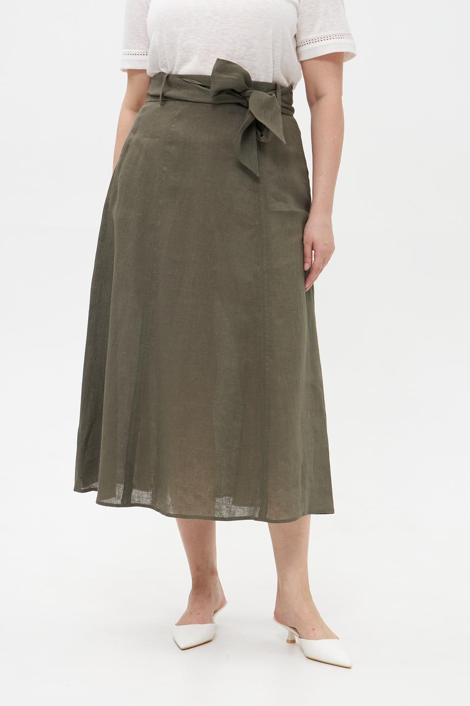 Юбка льняная Cinque оливковая