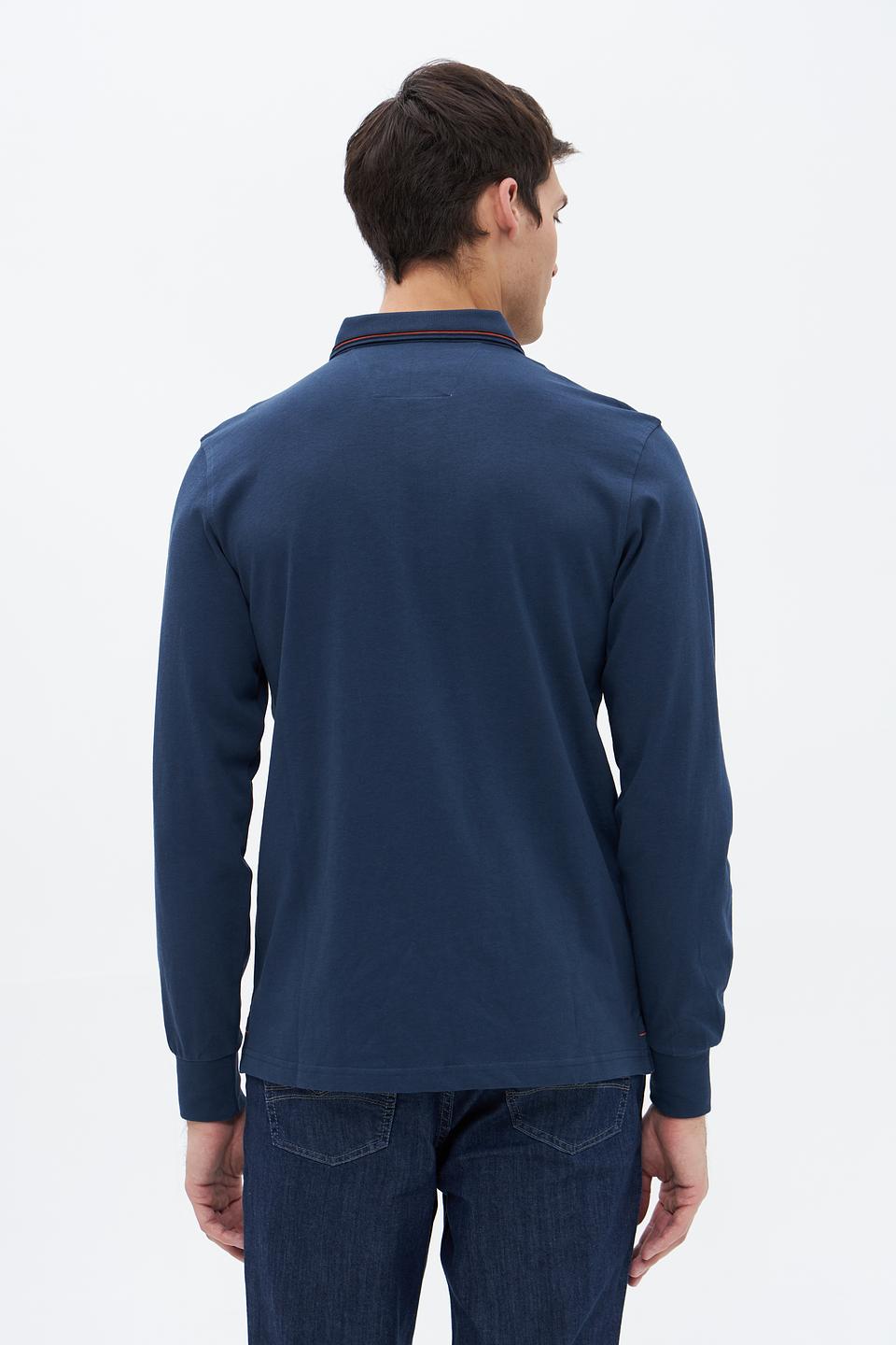 Поло Granchio с длинным рукавом синее