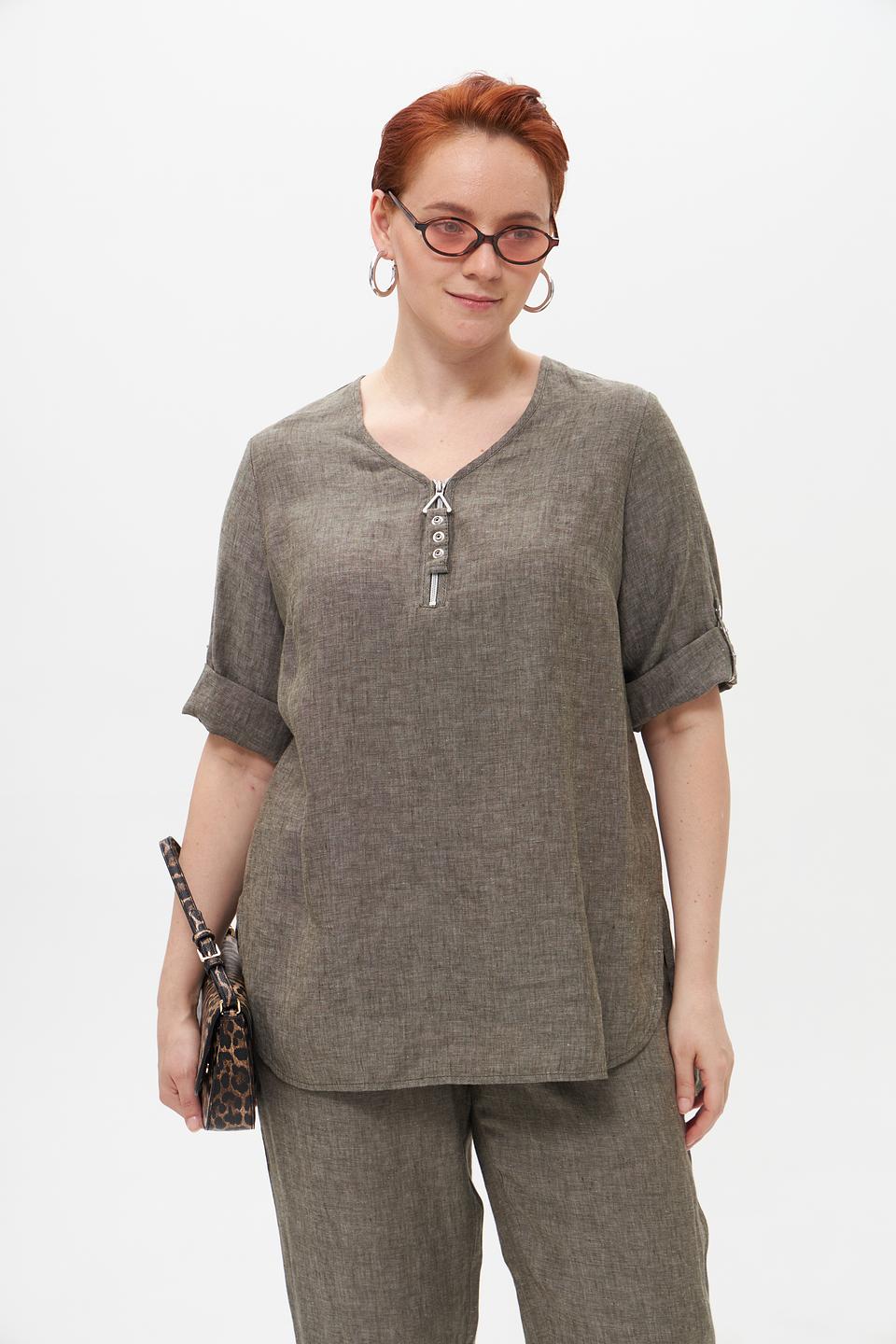 Блузка Doris Streich льняная хаки