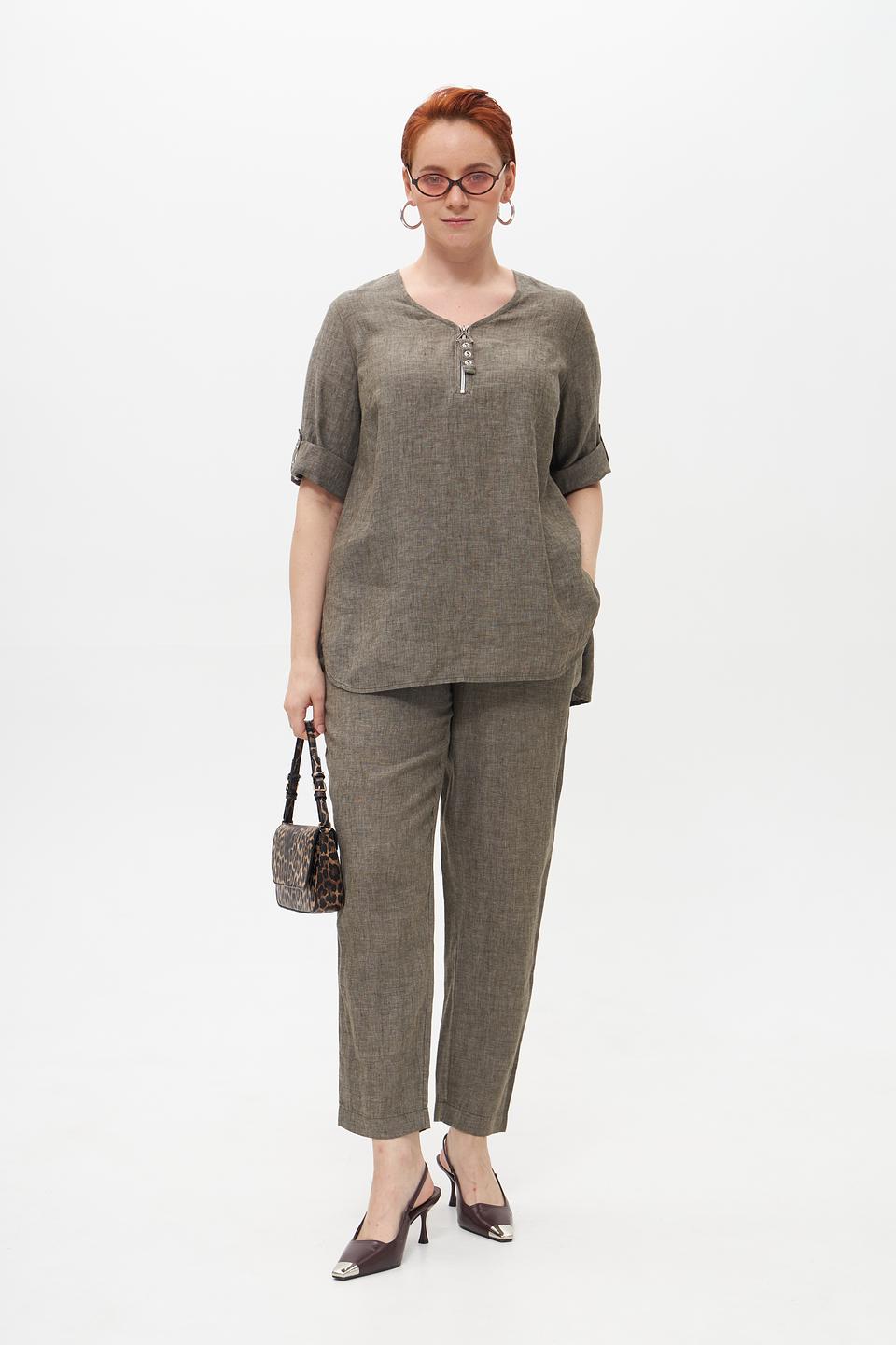 Блузка Doris Streich льняная хаки