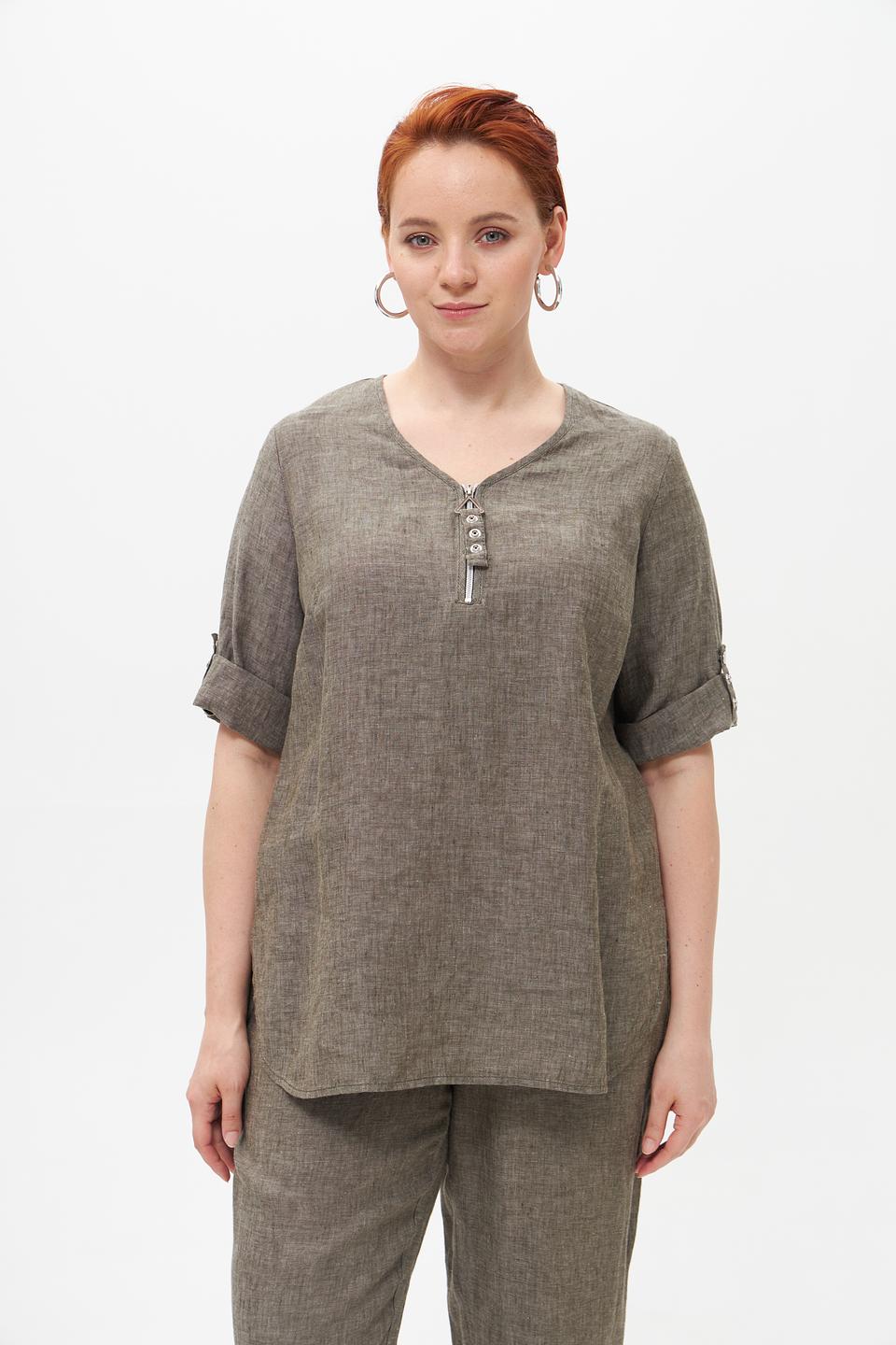 Блузка Doris Streich льняная хаки