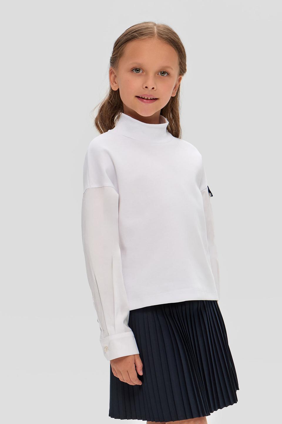 Джемпер Choupette белый с рукавами-рубашкой и декоративной деталью