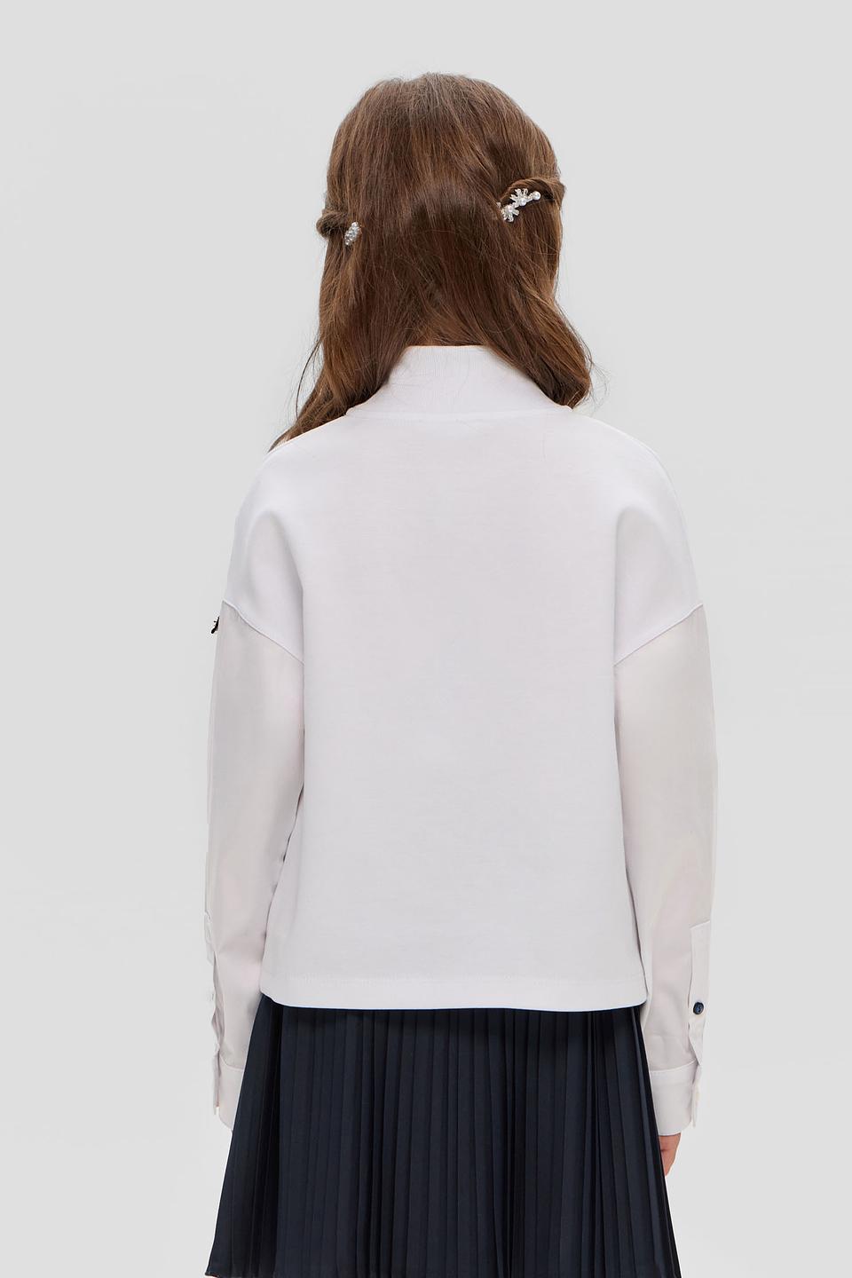 Джемпер Choupette белый с рукавами-рубашкой и декоративной деталью