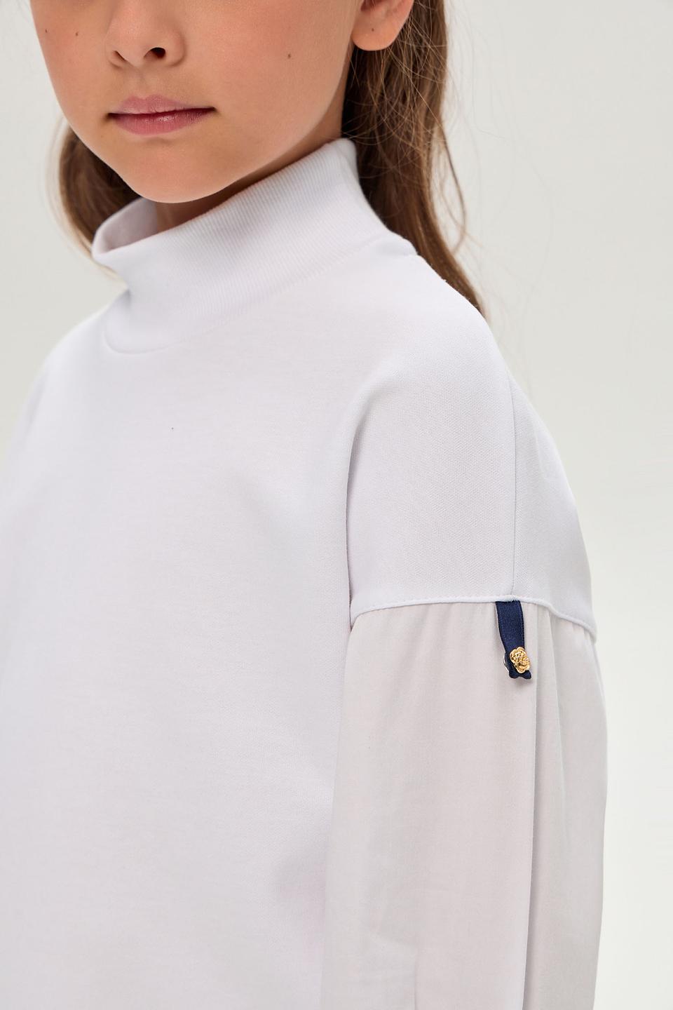 Джемпер Choupette белый с рукавами-рубашкой и декоративной деталью
