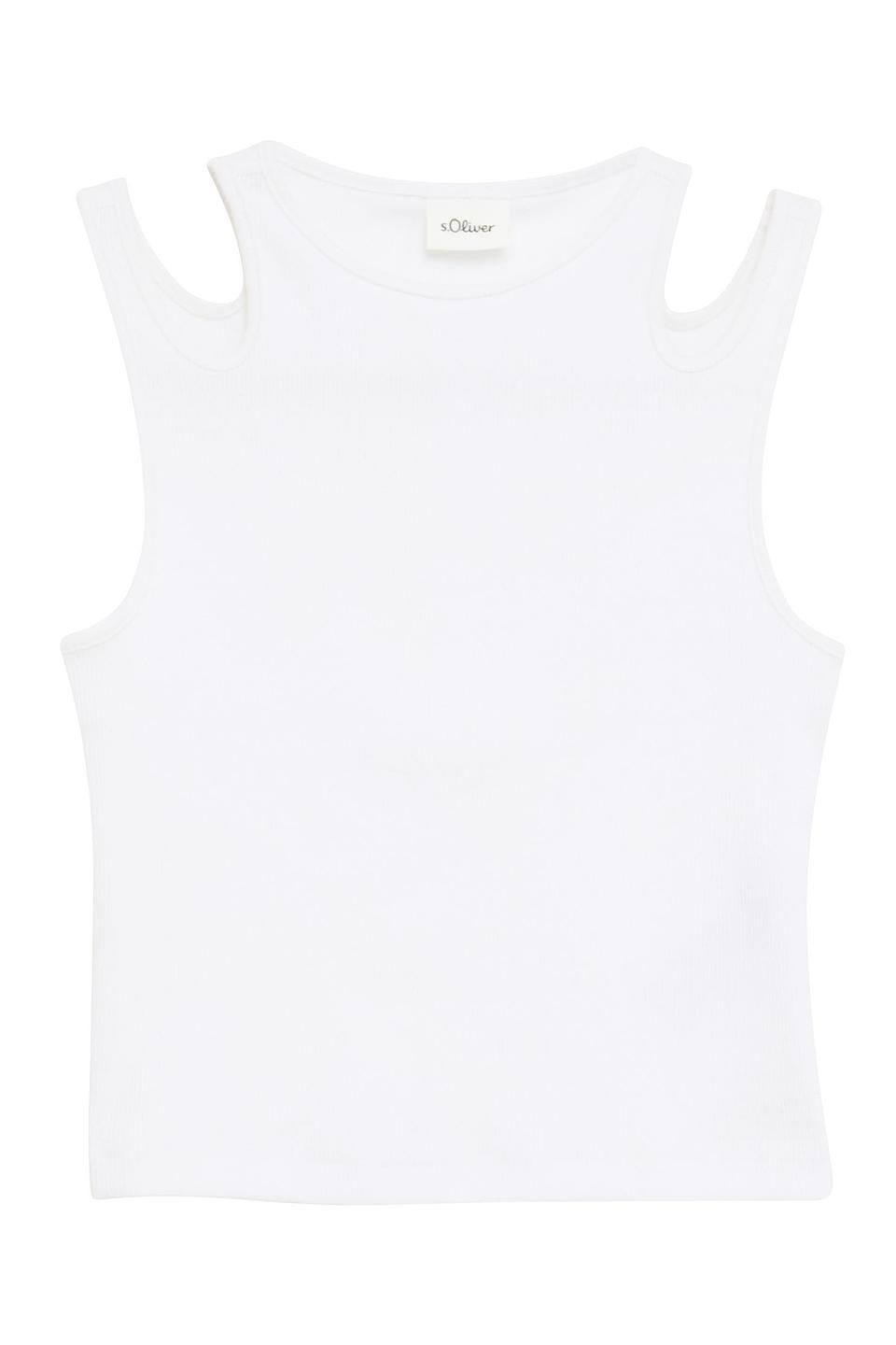 Белая майка s.Oliver с декоративными вырезами для девочки