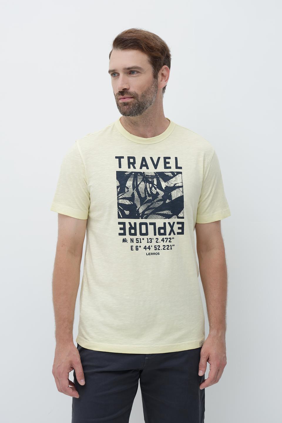 Футболка Lerros с принтом Travel светло-жёлтая
