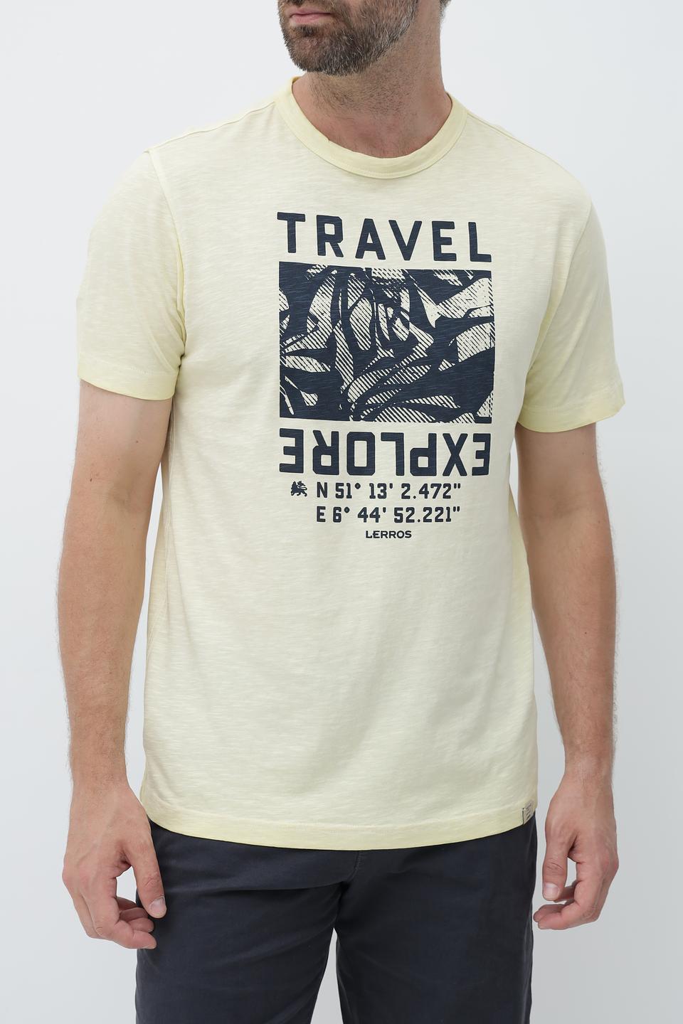 Футболка Lerros с принтом Travel светло-жёлтая