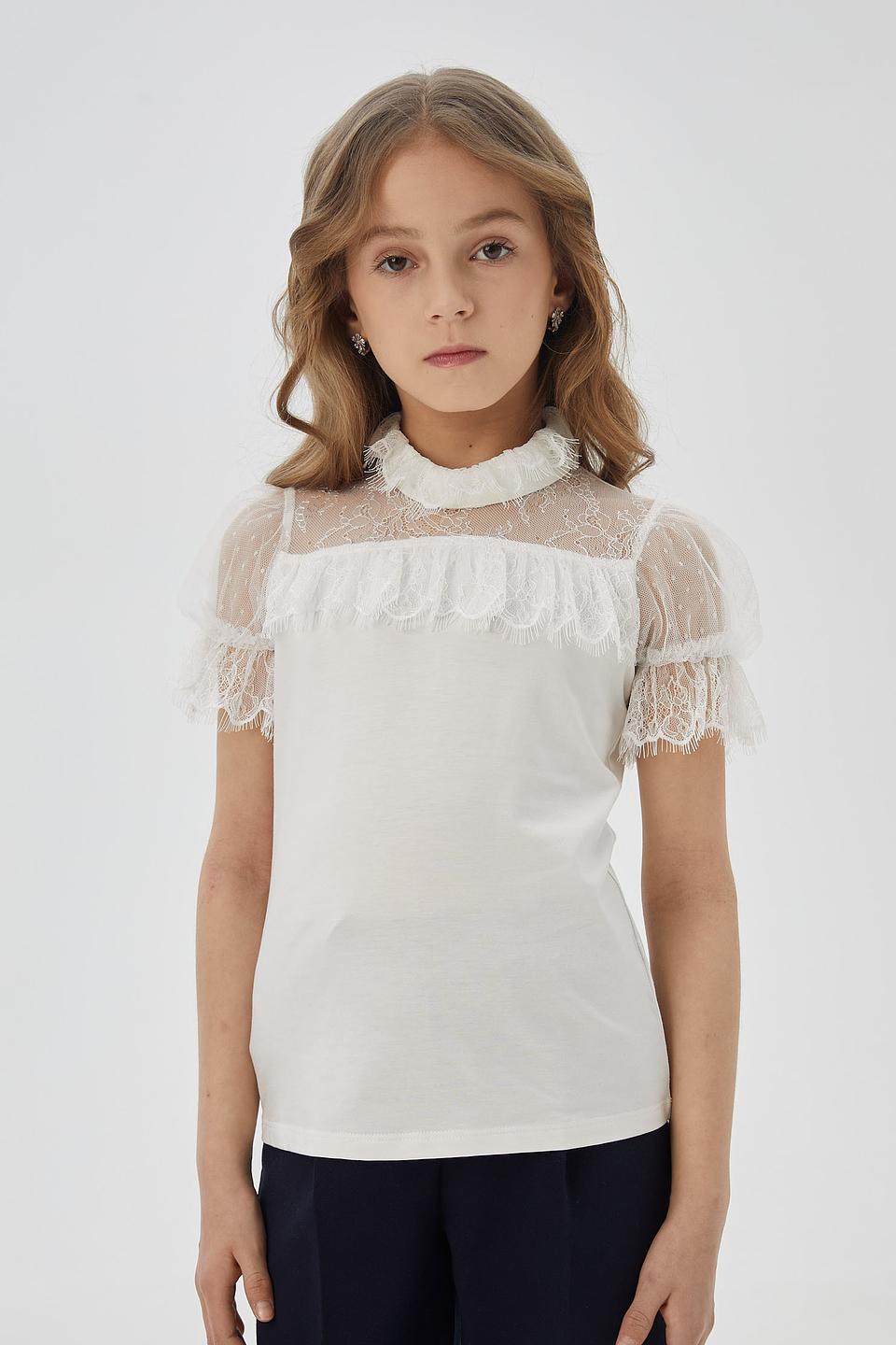 Блуза Choupette Белая с кружевом и объёмными рукавами