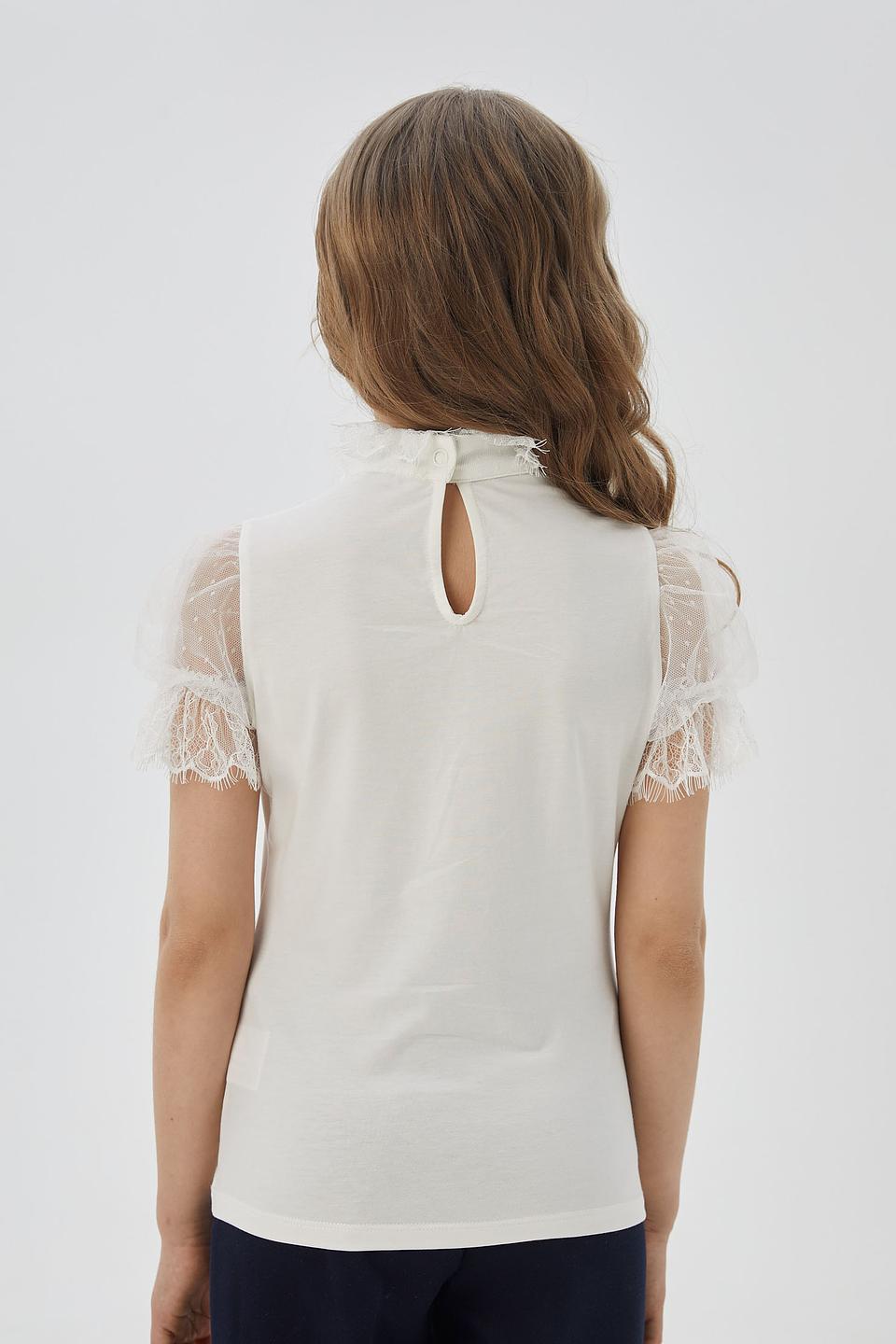 Блуза Choupette Белая с кружевом и объёмными рукавами